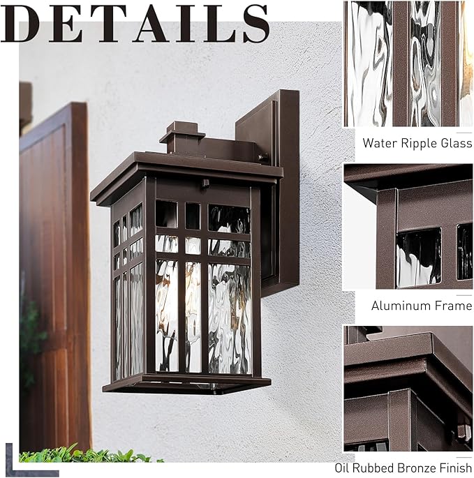 zeyu 12 Inch Patio Wall Light Fixture, 2 Pack Outdoor Modern Wall Lights, Die-Cast Aluminum, Oil Rubbed Bronze | Lumora
