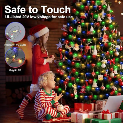 262FT 800LED Christmas Lights Outdoor, Outdoor Transparent Wire Christmas Tree Lights with 8 Modes Waterproof, Plug in String Light for Outside Indoor Xmas Tree House Holiday Wedding Party Decor
