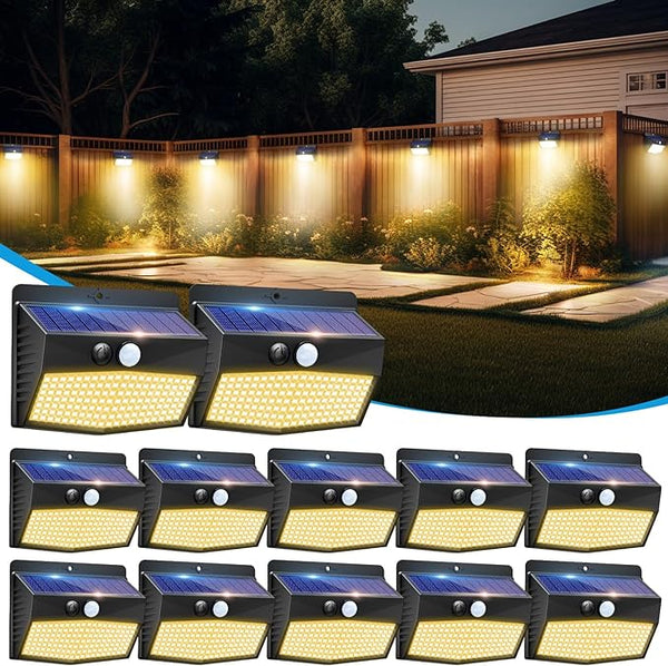 Solar Motion Sensor Lights Outdoor [ 12 Packs/138 LED ] Solar Fence Lights With 3 Lighting Modes, Solar Powered | Lumora