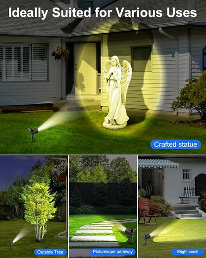 Solar Powered Spotlights Outdoor Waterproof Sunset Spot LED Lights Ultra Bright for Tree, Flag, Lawn, Statue, Pool, Garden, House, Wall, Yard, Path Outdoor Landscape Uplighting 6 Pack Warm White