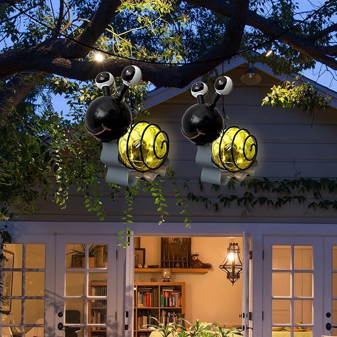 EVOLUX Solar Outdoor Snail Lights for Garden - Outdoor Statues Figurine Lights for Lawn, Patio, Balcony, Yard Ornament Cut Housewarming Gifts(2 pcs)