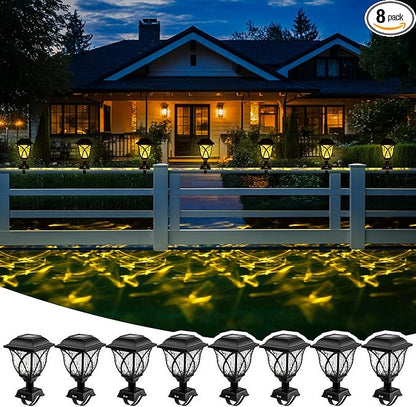 Solar Fence Lights Outdoor Waterproof, Led Solar Lights Outdoor for Chain Link Fence, Step, Stairs, Trampoline, Yard and Pathway, Warm White 8 Pack