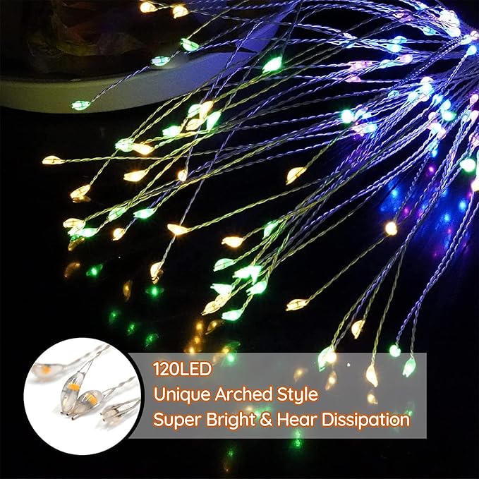 ITICdecor Solar Garden Lights Solar Firework Lights Upgraded 2Pack 120 LED Landscape Starburst Stake Fairy Light Outdoor Waterproof with 8 Modes for Garden Yard Flowerbed Pathway Decor