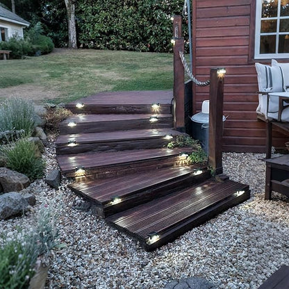 Solar Deck Lights Outdoor, Waterproof Solar Step Lights, Outdoor Solar Lights for Outside Stairs, Step, Fence, Yard, Patio, Pathway, 4 Pack
