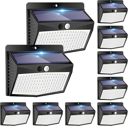 Peasur Solar Outdoor Lights, [138 LED/10 Packs] Solar Motion Sensor Security Lights with 3 Lighting Modes Wall Lights Waterproof Solar Powered Lights for Garden Fence Yard Deck