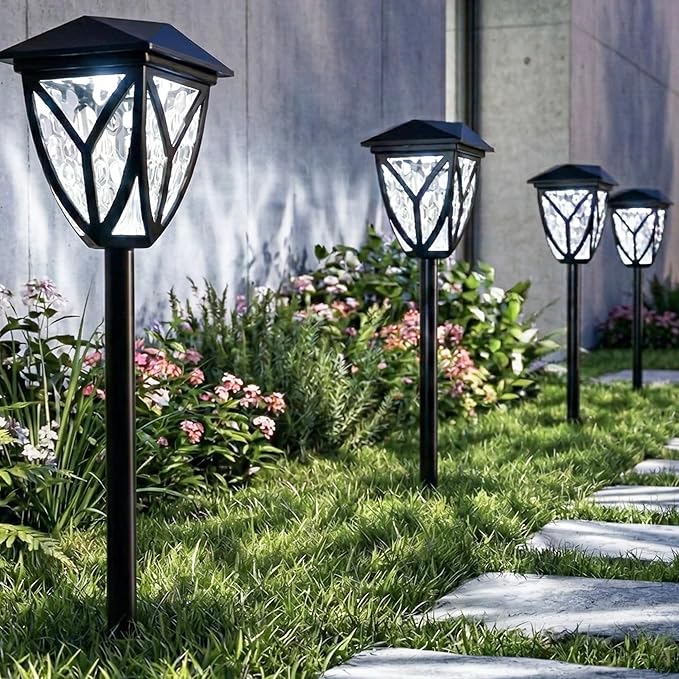 Ensenior Solar Lights Outdoor, 6500K LED Solar Garden Lights for Pathway Yard Patio Walkway Planter Walkway Landscape Lighting, IP65 Waterproof, Energy-Efficient Landscape Lighting, 8-Pack
