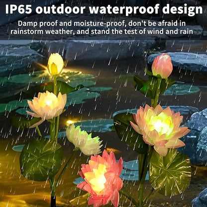 Solar Light 2 Pack Garden Decoration Warm Color LED light Outdoor Waterproof Sun Cloth Garden Decoration Holiday Gift (Lotus, 2 Pack)