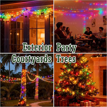 Christmas String Lights (Multicolor -Breathing, 33.3FT), Mini LED String Lights, Waterproof Fairy Lights for Outdoor Indoor Holiday Party Patios Wedding Valentines Day Halloween Xmas Decor