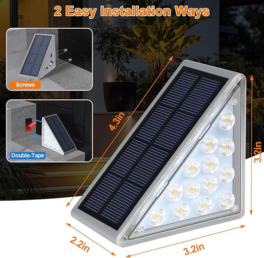 Solar Step Lights for Outside Waterproof IP67, Outdoor Stair Lights 2 Pack, Solar Stair Light Outdoor LED Outdoor Step Light Decor for Deck, Front Step, Patio, Garden Step