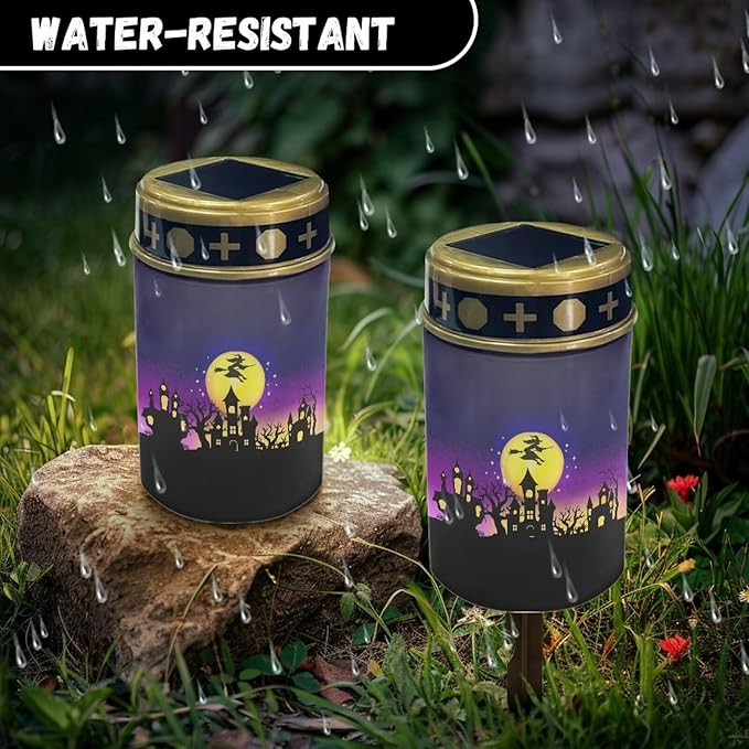 Witch Moon Solar Garden Light Outdoor Waterproof Solar Garden Light Solar Lights for Outside Yard Path Halloween Landscape Pathway Solar Power Garden Lights