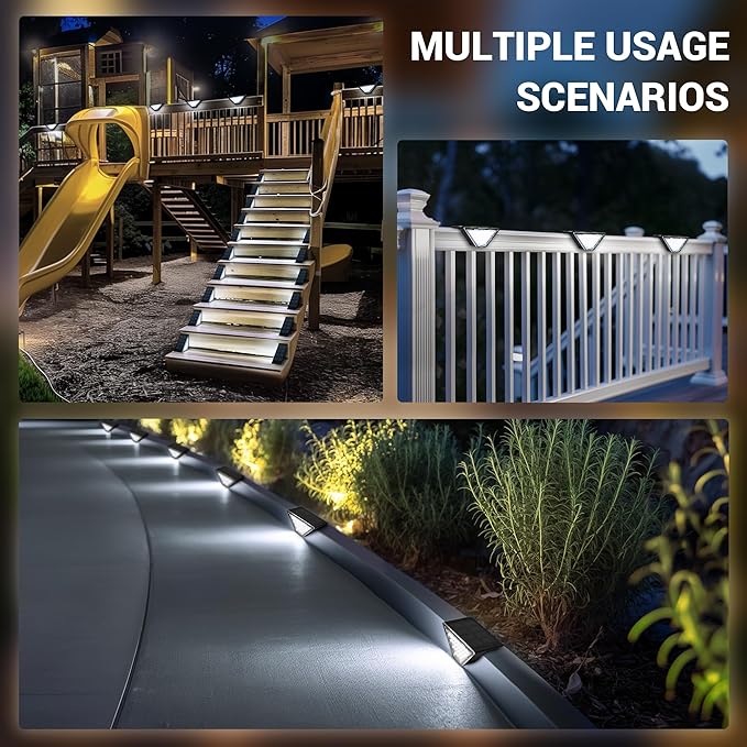 6 Pack Solar Step Lights for Outside, 24 LEDs Solar Stair Lights Waterproof IP65, Solar Deck Lights Outdoor Decor | Lumora
