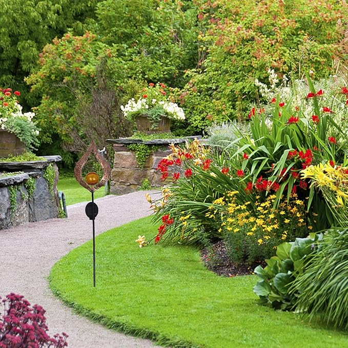 Solar Flame Torch Lights Outdoor Garden LED Solar Pathway Lights Waterproof Hollow Design for Lawn Patio Landscape Decoration