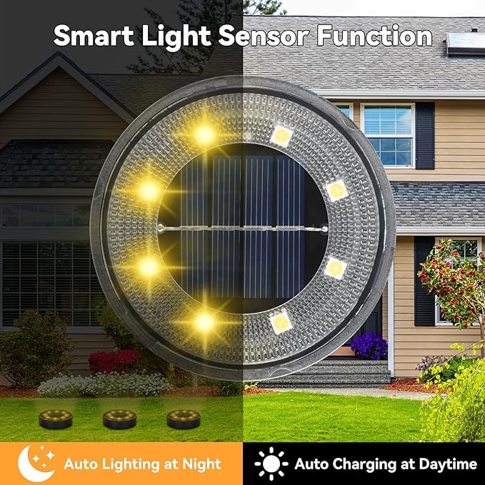 ELUTENG Solar Ground Lights 8 Pack IP68 Waterproof Solar Pathway Lights 8 LED Garden Lights Anti-Rust Outdoor | Lumora
