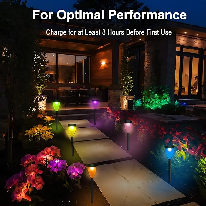 Solar Lights Outdoor Garden - 16 Pack Color Changing Solar Yard Lights Outdoor Waterproof, Bright RGB Solar Powered Garden Lights for Pathway, Sidewalks, Walkway, Lawn