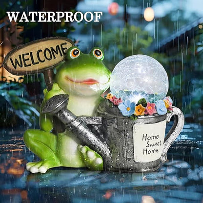 Bshine Frog Solar Lights Outdoor Garden - Waterproof Frog Statue Decoration for Patio, Path, Pathway Sculpture Yard Art, Lawn Ornaments Gift for Mom, Home Decor Valentine's Day Gift