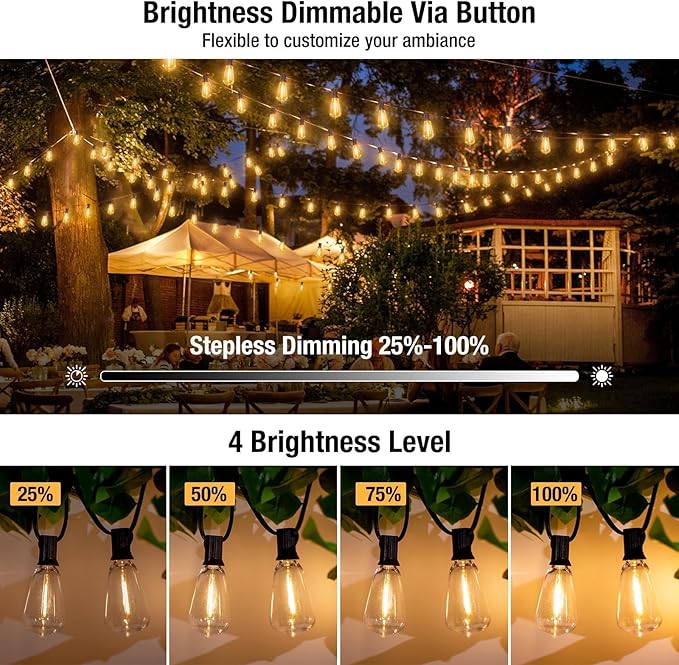 litogo 236FT Outdoor Edison Lights with Dimmer Timer & Memory Function, Waterproof Patio Lights for Yard Garden | Lumora