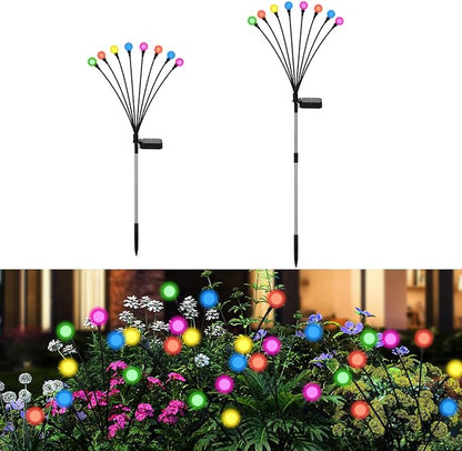 Solar Firefly Lights Outdoor Waterproof,8 Mode RGB Color Changing Firefly Swaying Solar Lights Stakes for Outside Christmas Holiday Yard Patio Plant Landscape Garden Decor 2 Pack(Multicolor)