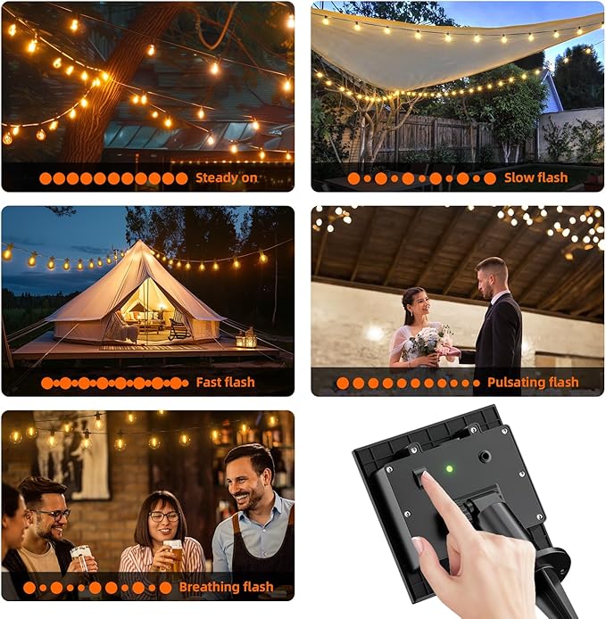 Kawaya Solar Powered String Lights for Outside, Outdoor IP65 Waterproof LED Patio Light with USB-Charging | Lumora