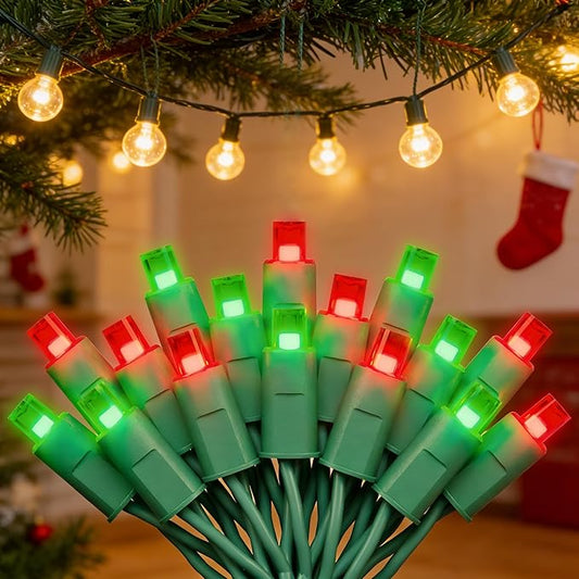 LED Valentines Day Lights (Red & Green - Steady, 25FT), Mini LED Christmas String Lights, Waterproof Fairy Lights for Outdoor Indoor Holiday Party Patios Wedding Halloween Xmas Decor