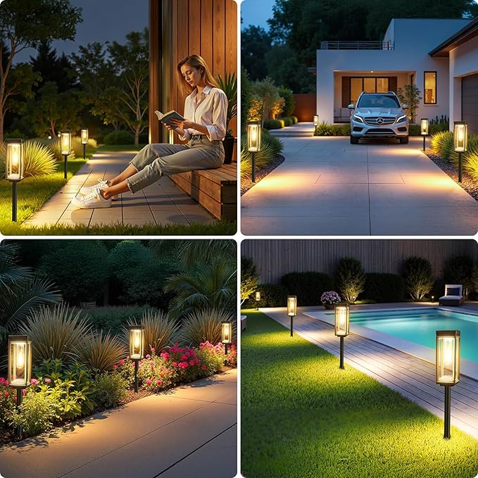 WdtPro 6 Pack Upgraded Solar Pathway Lights Outdoor, Solar Lights Waterproof, Auto On/Off, 15+ Hours Runtime, Lighting for Garden Outside Yard Driveway Landscape Path Patio, Warm White