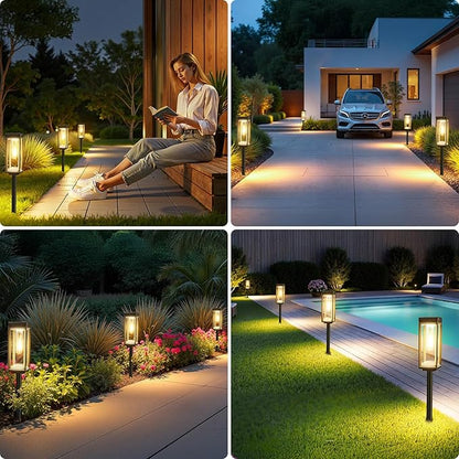 WdtPro 6 Pack Upgraded Solar Pathway Lights Outdoor, Solar Lights Waterproof, Auto On/Off, 15+ Hours Runtime, Lighting for Garden Outside Yard Driveway Landscape Path Patio, Warm White