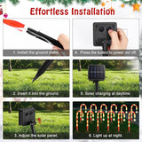 Lewondr 15" Solar Christmas Candy Cane Lights Outdoor, Pathway Stake Lights with 2 Modes, 216 LED Beads, Waterproof | Lumora