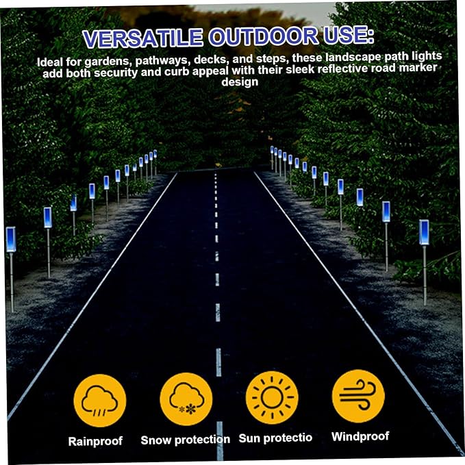 5Pcs Solar Driveway Lights, Waterproof Solar Pathway Lights Outdoor Reflective Road Marker for Deck Sidewalk Stair Step Pathway Driveway, Outdoor, Walkway
