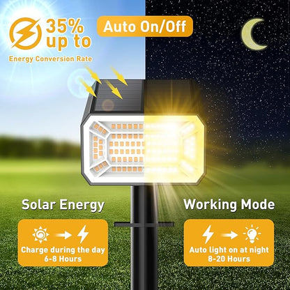 Solar Spot Lights Outdoor Waterproof IP65, [4 Pack/100 LED/4 Modes] Solar Landscape Spotlights, Auto On/Off High Lumens Spot Lights for Outside Yard Garden Pathway(Warm White)