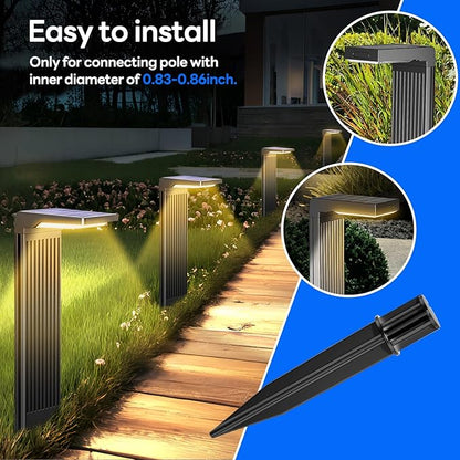 6 Pack Motion Sensor Solar Pathway Lights + 8Pcs Ground Stakes Replacement