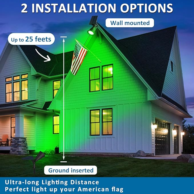 T-SUNUS Green Solar Landscape Spot Lights Christmas IP65 Waterproof Garden Outdoor Spotlights Auto On/Off Security | Lumora