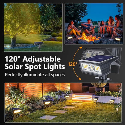 Toodour Solar Spot Lights Outdoor, 2 Pack Solar-Light Christmas Decor: Warm White, 2 Modes, Waterproof, Powered by Sun for Yard & Garden