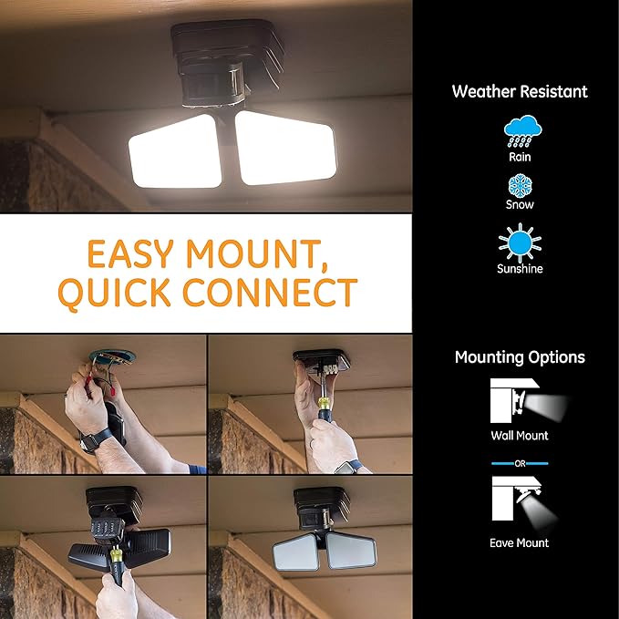 Enbrighten 2-in-1 LED Flood Light Outdoor, Security Light, 2480 Lumens, 2 Adjustable, 2200K-5000K, Motion Sensor | Lumora