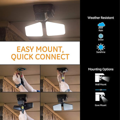 Enbrighten 2-in-1 LED Flood Light Outdoor, Security Light, 2480 Lumens, 2 Adjustable, 2200K-5000K, Motion Sensor Outdoor Light, Bronze, 2 Head, Perfect for Driveway, Garage, and More, 40768
