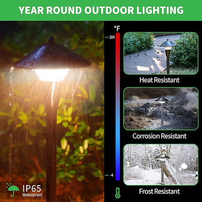 Low Voltage Landscape Sidewalk Lighting - 5 Color Temperature Led Pathway Lights Wired, 12v Walkway Light IP65 Waterproof, Oil Rubbed Bronze Aluminum 5W 200LM for Backyard Garden (4 Pack)