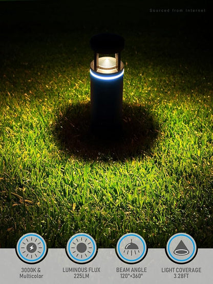 LEONLITE RGB Low Voltage Pathway Lights, 5W 12V AC/DC Path Lighting,Unique Light Pattern, Aluminum Housing, IP65 Waterproof for Outdoor Path Sidewalk Walkway, 3000K Warm White, Pack of 4