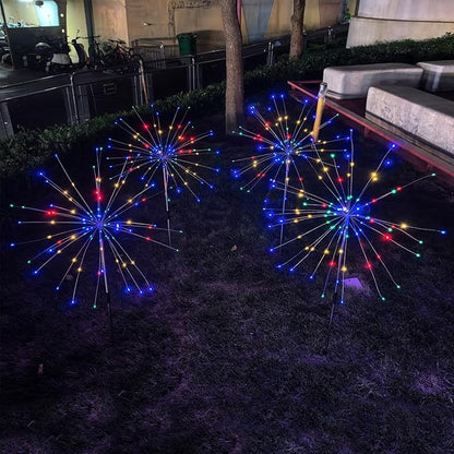 Solar Garden Firework Lights Outdoor, 4 Pack 360 LED 8 Lighting Modes Waterproof Landscape Decorative Sparklers Twinkling Starburst Lights for Yard Pathway Walkway Christmas, Colorful