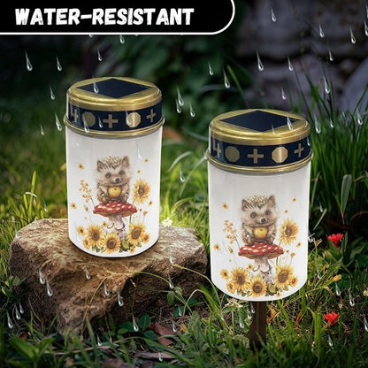 Hedgehog Sunflower Solar Lights Outdoor for Men Women Solar Pathway Lights Waterproof LED Solar Lantern Landscape Lighting Decoration,Solar Garden Lights