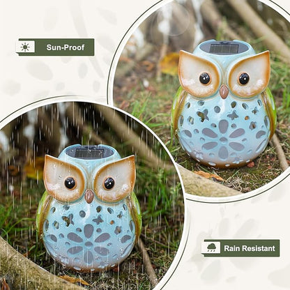 Solar Owl Garden Statue Resin Outdoor Decor Solar Lantern Light for Patio, Lawn, or Yard Decorative Lighting Gift for Women, Kids, Birthday, Graduation