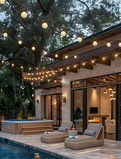 30FT LED Outdoor String Lights, G40 Globe Patio Lights with 17 Shatterproof G40 Vintage Edison Bulbs(2 Spare), UL Listed for Garden, Wedding, Market, Porch, Bistro Backyard Holiday Decor, Black Wire