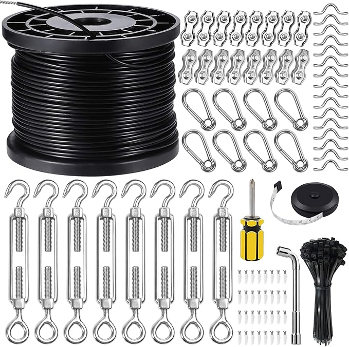 BLIKA String Light Hanging Kits, 400FT Coated Stainless Steel 304 Wire Rope, Outdoor Light Guide Wire, Globe String | Lumora