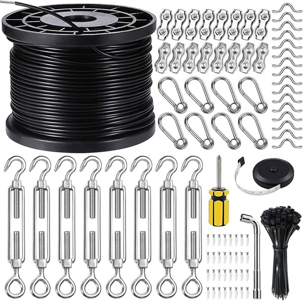 BLIKA String Light Hanging Kits, 400FT Coated Stainless Steel 304 Wire Rope, Outdoor Light Guide Wire, Globe String | Lumora