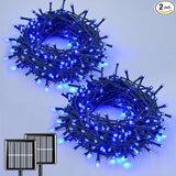 QITONG 2 Pack Blue Solar Christmas Lights, Each 66ft 200 LED String Lights Outdoor Waterproof, 8 Modes Green Wire | Lumora
