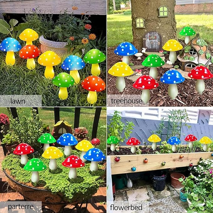 RCFINE Solar Outdoor Lights Set of 8 Solar Mushroom Lights with 8 Modes Waterproof Garden Mushroom Lamp Outside | Lumora