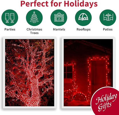 LAMPHOME Christmas String Light,100 Count Incandescent Mini String Light in 21.6ft,Indoor/Outdoor 120V UL Certified Mini Light for Christmas,Wedding,Patio Lawn,Home,Garden,Party,Store (Red)