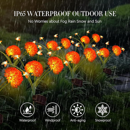 Solar Garden Lights, 4 Pack Solar Swaying Bee Lights with Flowers, Waterproof Firefly Light Outdoor for Garden Patio Yard Pathway Fall Decoration Gifts for Women Mother's Day