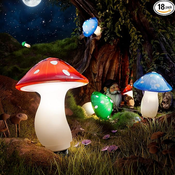 18 Pack 60FT Solar Mushroom Lights, Multicolor 8 Modes Solar Lights Outdoor, IP65 Waterproof Garden Light Outdoor | Lumora