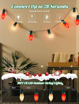 25Ft LED C9 Red and White Christmas Lights Outdoor, C9 Vintage Christmas Lights with 26 LED Red and White Bulbs | Lumora