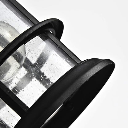 MICSIU 10" Black Outdoor Light Fixtures Wall Mount, Exterior Wall Sconce with Clear Seedy Glass, Modern Outside Lantern for House, Porch, Patio & Garage, E26 Base, 1-Pack