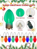 16Ft Jumbo LED Multicolor Valentine's Day String Lights Outdoor with 10 T13 LED Bulb, Multicolor Hanging String | Lumora