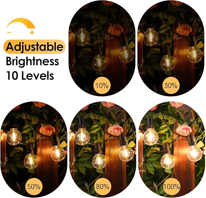 Mlambert 144FT(3x48FT) Solar String Lights with Remote, Outdoor Waterproof Patio Light with 54 LED Shatterproof G40 Bulbs(3 Spare) for Yard-Black Wire